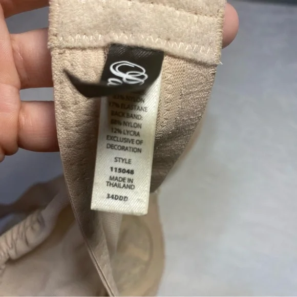 34DDD Paramour Bra with Flaw 34F Eyelash Lace Demi Underwire Cream Nude - Picture 8 of 11